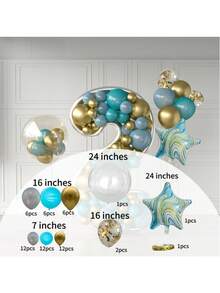 1 个超酷 DIY 数字气球，适合派对、生日、新年庆祝活动，瞬间提升活动氛围 - 湖藍套裝 - 查看 18