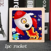 5 pièces puzzle éducatif en bois pour enfants, puzzle de reconnaissance de dessins animés d'animaux et de véhicules, style aléatoire envoyé