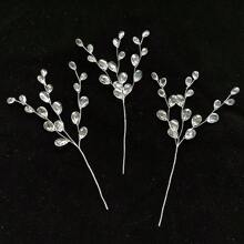 50pcs Acrylic Bead Pendant Flower Stems Bouquet Crystal Flower Buds Branches, Suitable For Wedding Home Decor Floral Crafts - White - View 5