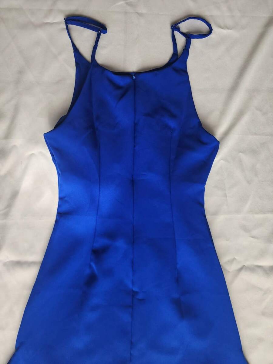 ELEGANT TOP SHORT DRESS WITH STRAPS FEMININE CHIC NEW SPRING SUMMER - 藍色 - 查看 1