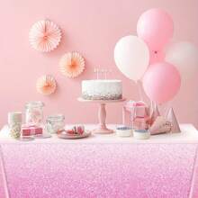 1 件 137*274 厘米/54*108 英寸一次性桌布，金色闪光紫蓝勃艮第图案，适合各种主题派对和日常使用 - 寶藍色 - 查看 3