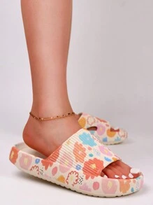 Women's Vibrant Cartoon Heart Graffiti Sandals - Ultra Soft EVA Cushion Slippers, Fashionable & Comfortable - Convenient Slip-On Design, Perfect For Indoor & Outdoor Wear In Summer