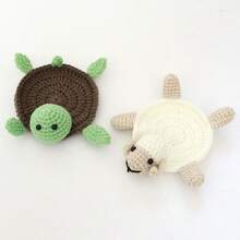 1 miếng lót ly động vật móc thủ công - Thảm cốc động vật vui nhộn, Quà tặng tân gia đan sáng tạo cho bạn bè - Đồ trang trí nhà độc đáo - trắng - Xem 2