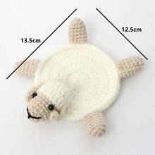 1 miếng lót ly động vật móc thủ công - Thảm cốc động vật vui nhộn, Quà tặng tân gia đan sáng tạo cho bạn bè - Đồ trang trí nhà độc đáo - trắng - Xem 4