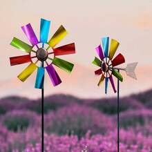 Con quay gió bằng kim loại nhiều màu sắc phong cách cổ điển 28,7" - Hoàn hảo cho sân, vườn, bãi cỏ, hiên nhà và ban công - Món quà Giáng sinh lý tưởng - Nhiều màu - Xem 4