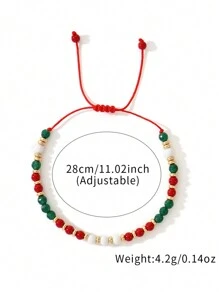 1pc Christmas Fashionable Beaded Adjustable Bracelet For Men - Christmas Style - View 4