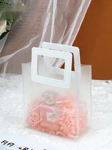 10pcs/5pcs/1pc Frosted Transparent Round Handbags, Valentine's Day Shower Gift Bags, Wedding Gift Bags, Candy Bridesmaid Gift Bags, Jewelry Store Shopping Bags, Wedding Bridesmaid Gift Bags, Gift Packaging Bags, Clothing Shopping Bags, Cute Handbags Suitable For Weddings, Birthdays, Valentine's Day, PP Frosted Transparent Round Handbags-Very Suitable For Valentine's Day Flowers, Network Celebrity Stalls, Wedding Gifts, Bridesmaid Gifts, Etc. -Made Of PP Material Valentine Day - Multicolor - View 7