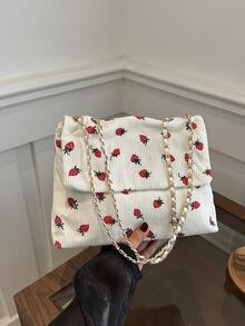 HELLO WEEKEND 1 chiếc túi đeo vai thời trang thanh lịch bằng vải polyester họa tiết quả dâu tây, thích hợp cho phụ nữ sử dụng hàng ngày - Nhiều màu - Xem 6