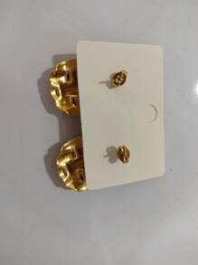 1 par de pendientes cuadrados texturizados de acero inoxidable de moda, pendientes diseño martillado de lujo al por mayor para mujeres