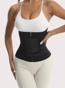 Đai nịt eo nén khóa kéo chéo cho nữ - Áp lực hai lớp - Đai ngoài nút bấm bên trong - Đai định hình - Đai định hình eo thon gọn thoáng khí - Dễ dàng mặc/tháo - Đai hỗ trợ định hình bụng - màu đen - Xem 6