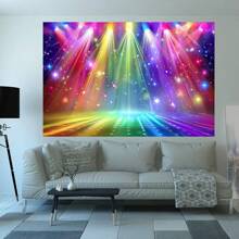 2D Flat Polyester Stage Backdrop Banner - Colorful Rainbow, Sparkling Stars, Suitable For Birthday, Disco, Music, Neon, Party, Photo Booth - Multi-Functional Use, No Electricity Required, Suitable For Spring And Summer Events - 1pc - View 3