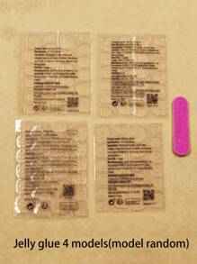 24 件/套按压指甲长杏仁猫爪粉色亚克力指甲尖蝴蝶结和仿珍珠甜美风格设计假指甲，包含 1 件果冻胶和 1 件指甲锉，适合女性和女孩日常工作和派对使用美甲用品指甲