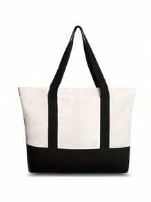 Bolsa de lona personalizada con costura de foto contrastante, bolso de mano ligero y de moda, bolsa plegable de almacenamiento, bolso de hombro para ir y venir, bolsa de compras de gran capacidad, adecuado para uso diario, puede ser un regalo para familiares y amigos, todo propósito, gran capacidad, versátil, casual, básico, personalizado, único, para aniversarios, para cumpleaños, para vacaciones/viajes, para exteriores/salidas/viajes/senderismo/estadio/deportes/escalada, para negocios/traslado/trabajo/oficina - Blanco - Ver 9