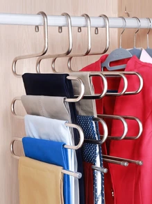 1pc 5 Tier Trouser Rack, Stainless Steel S-Shape Multi-Tier Hanger