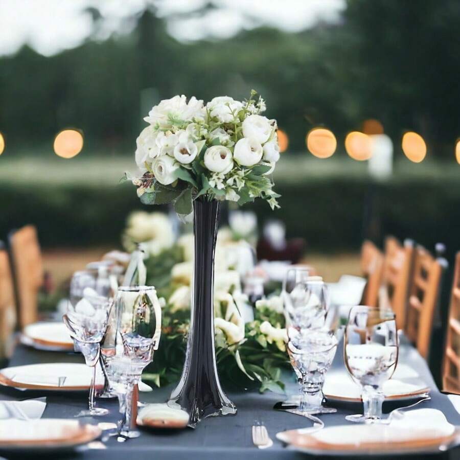 6 Pc Eiffel Tower Vases Wedding Centerpiece Choose Clear Black White - Black - View 1