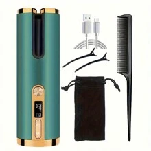 1 st. snoerloze krultang - direct automatisch krullen, USB oplaadbaar, LCD-scherm - draagbaar, handig voor op reis, snelle styling, eenvoudig te gebruiken voor onderweg