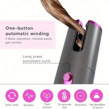 1 st. snoerloze krultang - direct automatisch krullen, USB oplaadbaar, LCD-scherm - draagbaar, handig voor op reis, snelle styling, eenvoudig te gebruiken voor onderweg