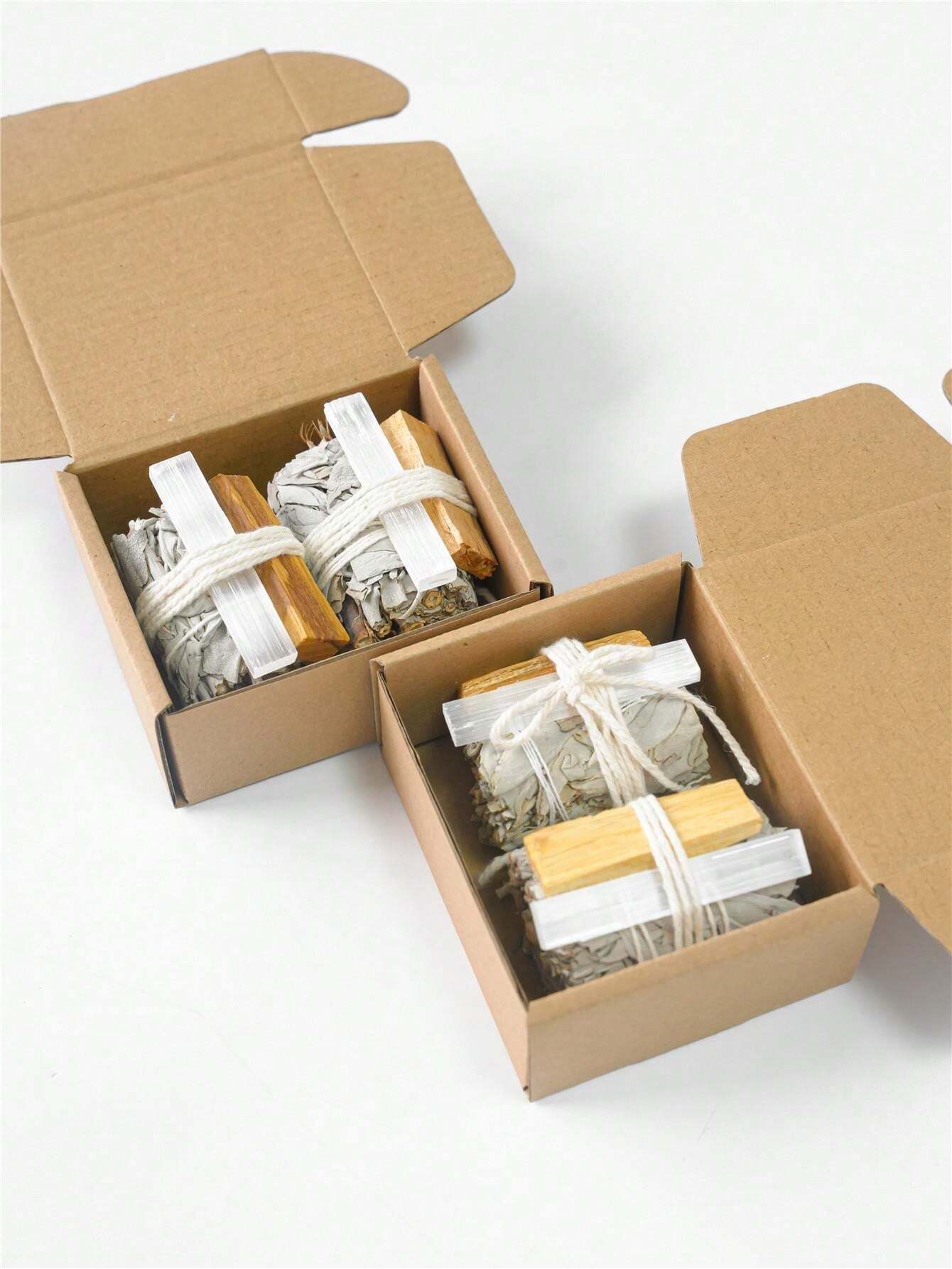 Sage Smudging It With Box, White Sage Bundle, Palo Santo,Selenite