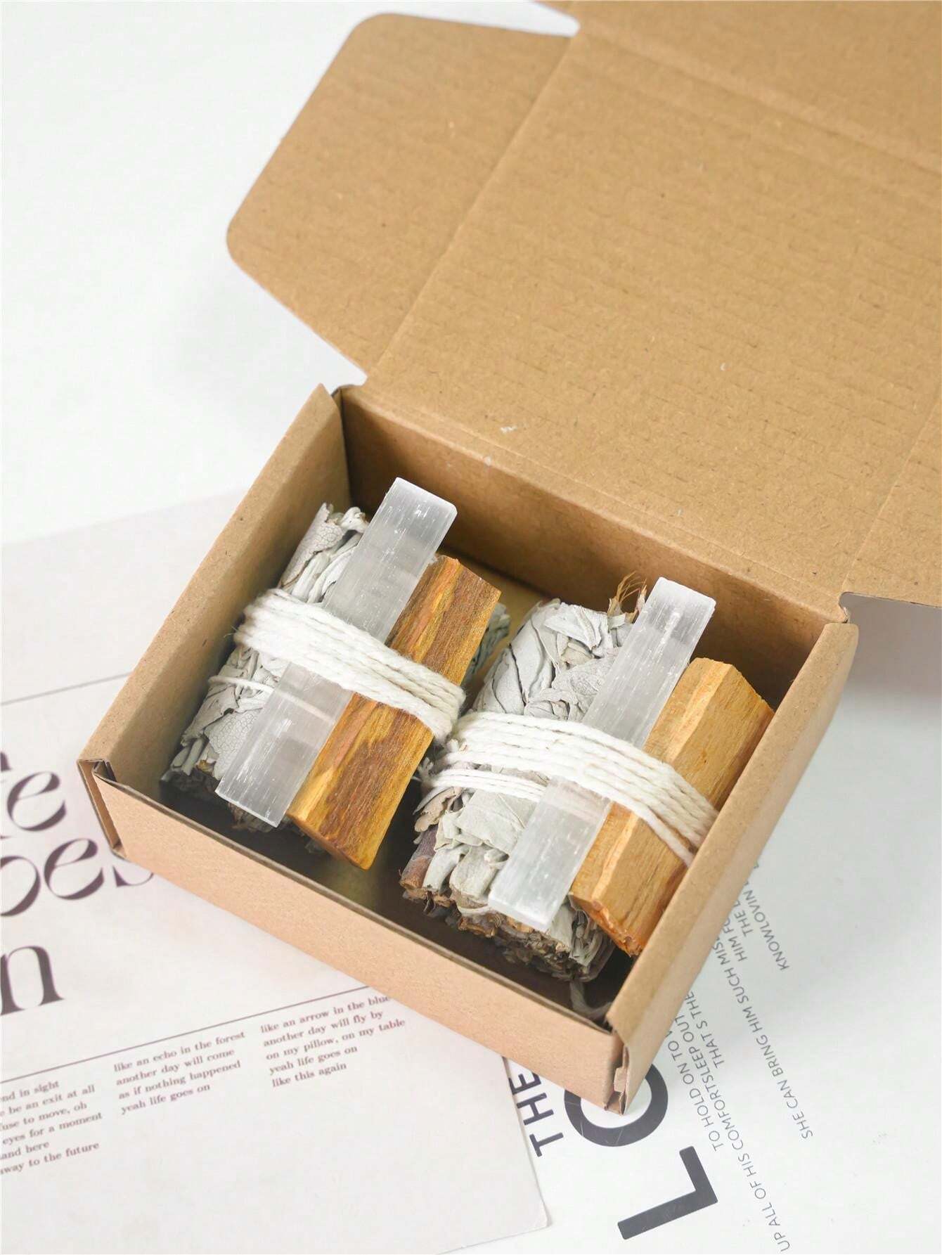 Sage Smudging It With Box, White Sage Bundle, Palo Santo,Selenite