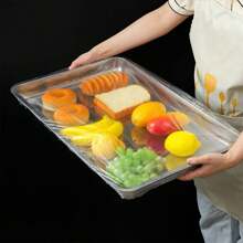 100 Stücke gewerbliche Lebensmittelverpackungsfolie zum Wegwerfen, geeignet für Restaurants & BBQ Geschäfte - Extra große Größe, passt zu Standard-Schüsseln & Tellern, für den Außenbereich, Camping