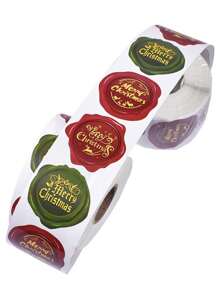500 Sheets/Roll Of Merry Christmas Stickers, Christmas Themed Sealed Label Stickers, Suitable For Homemade Gift Baking Packaging Envelopes, Stationery Decoration, Christmas Greeting Stickers, Sealing, Gift Decoration, Christmas - Multicolor - View 8