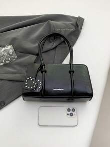 Leather Shoulder Bag For Women Designer Ladies Underarm Bag Work Tote Handbag Purse - Black - View 3