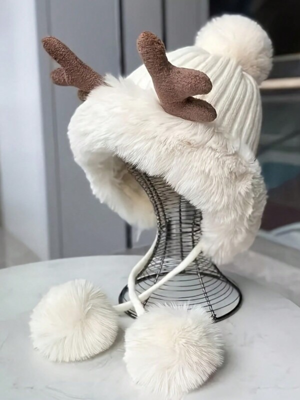 1PC Chapéu de Papai Noel de Natal - Acessório de inverno quente e aconchegante com acabamento grosso e fofo, moderno e macio para clima frio, presente de Natal