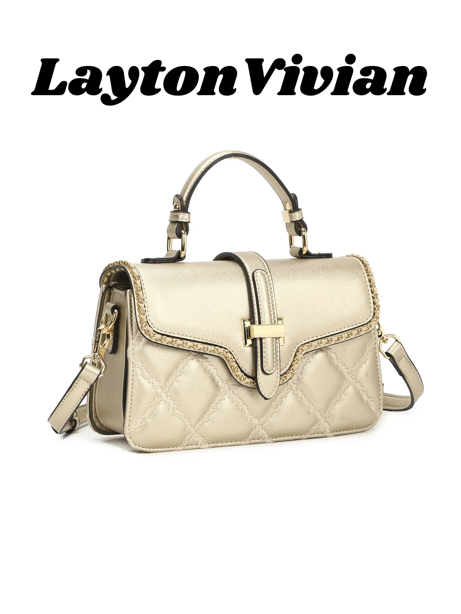 LaytonVivian Prestige Edition Elegant Women's Bag: Chinese Trunk Style, Multiple Compartments, Reinforced Hand Strap, Perfect For A Sophisticated And Versatile Look. - Vàng - Xem 1