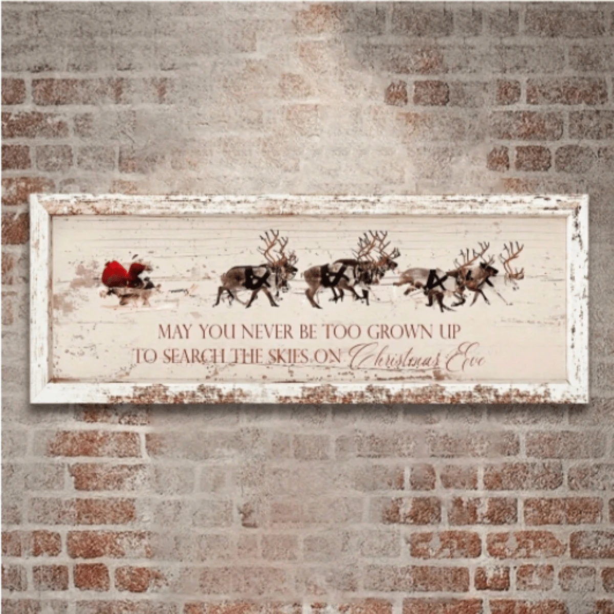 1 tấm biển nhà gỗ, tượng ông già Noel và hươu cổ điển, đồ trang trí tiệc Giáng sinh treo tường - Nhiều màu - Xem 1