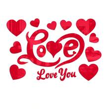 情人节装饰乙烯基贴花，情人节房间装饰墙贴，15 件心形镜面墙贴，亚克力“爱你”墙贴，适合情侣表达爱意，房间装饰，入口，客厅，背景，情人节，有黑色、金色和红色可供选择 - 彩色 - 查看 14