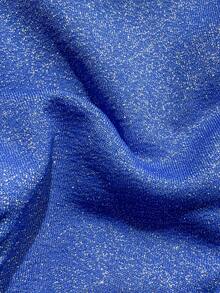 Summer Beach Solid Color Textured Fabric Metallic Decor Women Bandeau Bikini Set - Blue - View 6