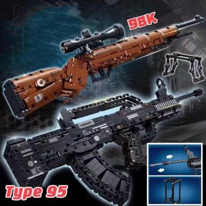 1pc 50cm 500+Pcs Plastic Bead Assembly 98K95 Style Building Blocks Gun Toy, Can Be Played And Displayed, Easter/Birthday Gift