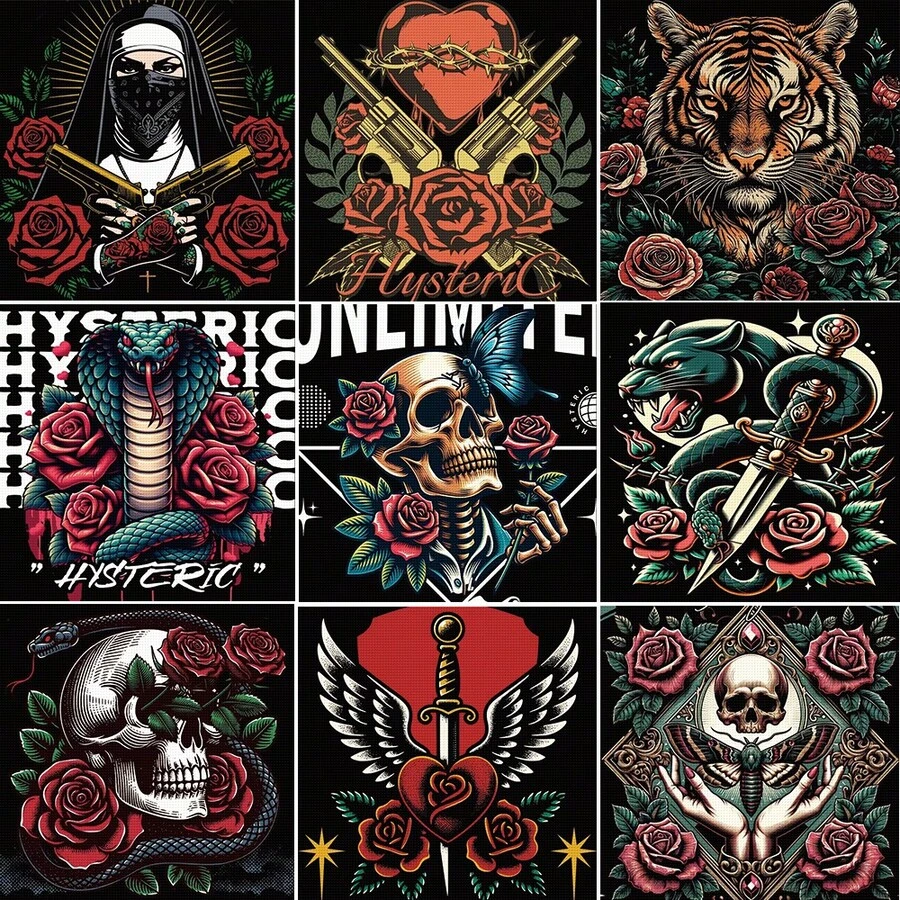 Bộ tranh kim cương nghệ thuật 5D DIY Dark Series, tranh kim cương đầy đủ với nghệ thuật kim cương, và ý tưởng quà tặng độc đáo cho bạn bè và gia đình - Nhiều màu - Xem 1