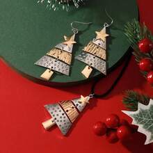 1 件圣诞树项链 + 2 件树形耳环套装，女士时尚珠宝礼品套装，锌合金，适合派对和圣诞节，适合所有季节的配饰 - 彩色 - 查看 2