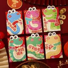 6pcs 2025 Chinese New Year Red Envelopes - 3D Snake Design Lucky Money Packet - Spring Festival, Birthday, Wedding Festival Paper Gift Bag - Unique Personalized Cultural Souvenir Suitable For All Ages