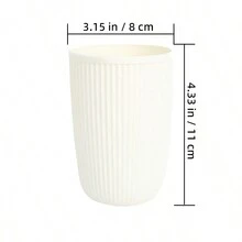 1 件 320 毫升多色竖条纹小麦秸秆 PP 塑料水杯，设计优雅，适合家庭使用的饮水杯 - 320ml豎紋杯 - 查看 5