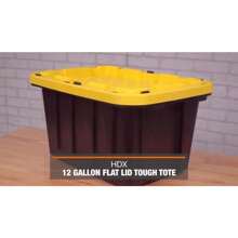 57 Gallon HDX Tough Storage Tote In Black With Yellow Lid Rectangle Plastic New - 1 - View 6