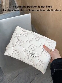 1 件定制女士手拿包，独特个性，容量大，亲肤触感，柔软优质手感，时尚百搭，休闲简约，可定制名称或文字，适合用作洗漱包、储物袋或化妆包 - 米色 - 查看 6