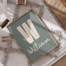 3 件套定制帆布墙画 - 个性化首字母名称、男孩房间装饰、男孩是最好的标志、小男人洞穴标志、幼儿园男孩墙画、米色和绿色 - 无框、高品质材料、独特的礼物创意 - 彩色 - 查看 6