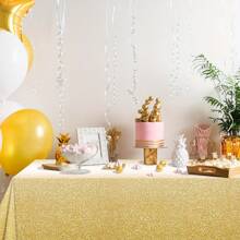 1pc 137*274cm/54*108in Disposable Party Tablecloth, Gold Glitter Purple Blue Wine Red Pattern, Suitable For Various Theme Parties And Daily Use - Gold - View 4