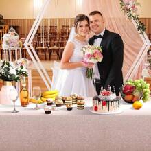 1pc 137*274cm/54*108in Disposable Party Tablecloth, Gold Glitter Purple Blue Wine Red Pattern, Suitable For Various Theme Parties And Daily Use - Gold - View 7