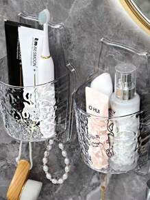 1pc Wall-Mounted Storage Box Bathroom Perforation-Free Storage Rack Toiletries Countertop Wall Cosmetics Storage Rack