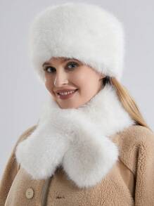 Fuzzy Bucket Hat For Women Furry Fur Bucket Hat Winter Warm Plush Fisherman Fluffy Sherpa Bucket Hat - Scarf + Hat - View 4