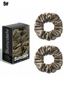 100% 真丝发圈，22姆米，防皱防断，天然发饰，时尚发圈两件装，可扎马尾，动物纹印花，发绳头饰 - 彩色 - 查看 38