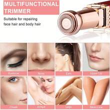 二合一USB充电式鼻毛、眉毛、剃须刀修剪器 - 女士剃须刀、面部脱毛器、无痛眉毛修剪器、无线口红造型、完美旅行修容脱毛器、面部剃须刀 - 彩色 - 查看 5