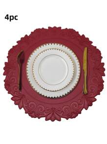 2pcs/4pcs Set 15-Inch Round Faux Leather Placemats, Non-Slip Durable Heat Resistant Washable Waterproof Dining Table Mats, Suitable For Candlelight Dinners, Daily Gatherings, Event Parties