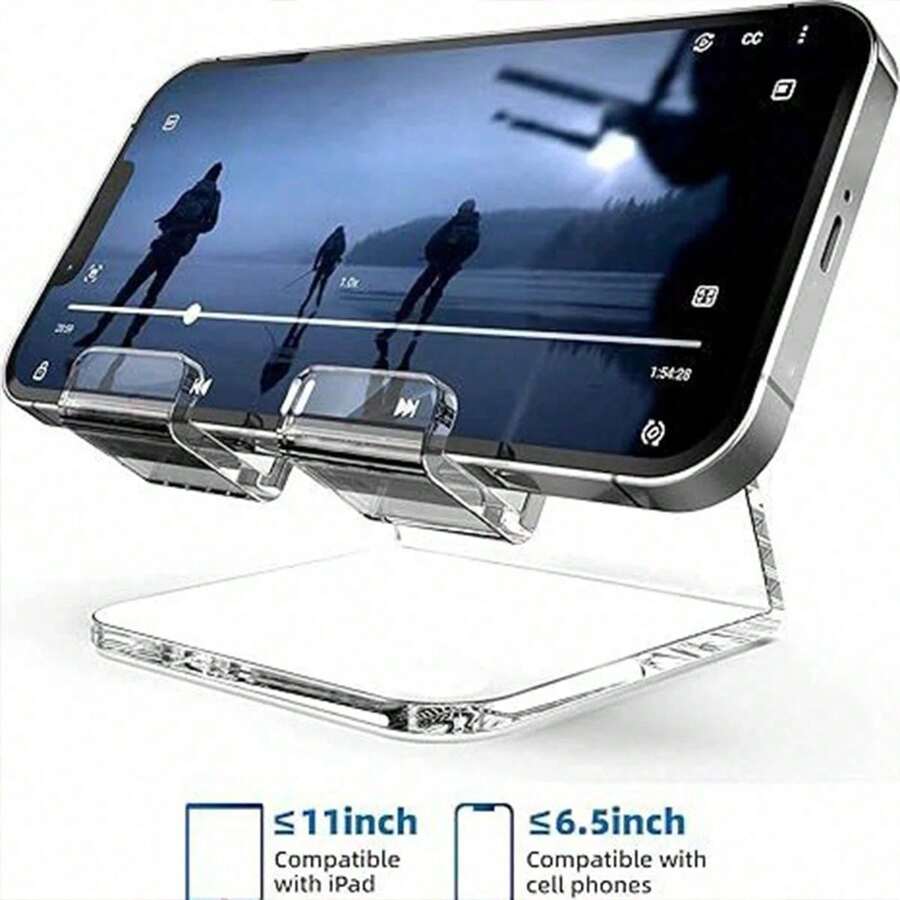 1 pieza Soporte y estante de almacenamiento de acrílico transparente para teléfono de escritorio, decoración de celebrity de internet, para estudiantes y tableta (retirar la película protectora)