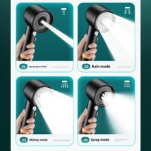 Turbo High-Pressure Shower Head With Powerful Water Spray,Bathroom Shower Set With Pressurized Spray Nozzle - Black - View 3