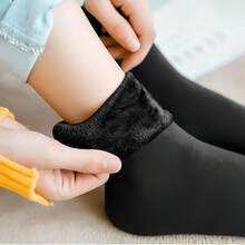 3 双秋冬季毛绒中筒袜，温暖厚实柔软毛绒中筒袜，女士长袜和袜子 - 彩色 - 查看 10