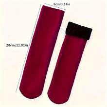 3 双秋冬季毛绒中筒袜，温暖厚实柔软毛绒中筒袜，女士长袜和袜子 - 彩色 - 查看 3